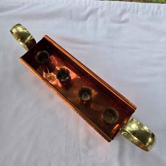 Copper Advent Candle Holder with Brass Handles - Picture 3 of 7